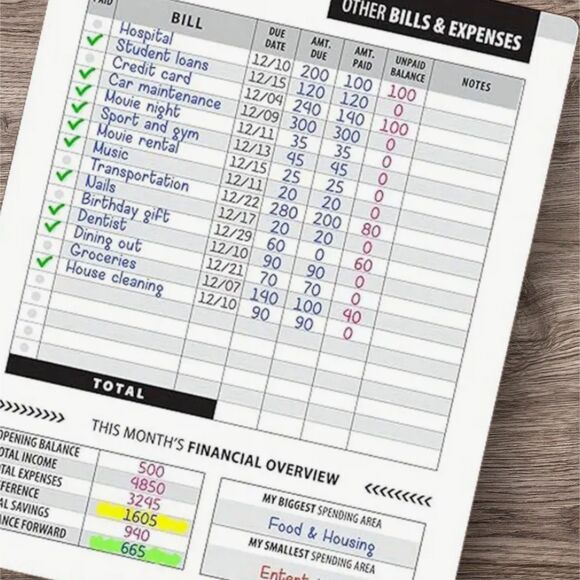4-Year Bill Tracking Notebook | Monthly Budget Planner | Expense Log Book | - Picture 6 of 7